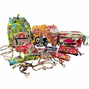 Huge Lot of 18 Vera Bradley Crossbody Drawstring Lunch Bags Lanyards Pouches EUC